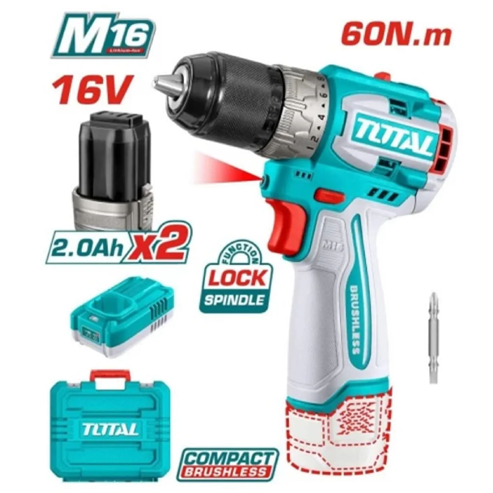 TALADRO ATORNILLADOR INDUSTRIAL 16V 13MM BRUSHLESS 60NM - TDLI16682