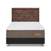 Dormitorio Capella 2 Plazas Gris + Cabecera Florencia Nogal