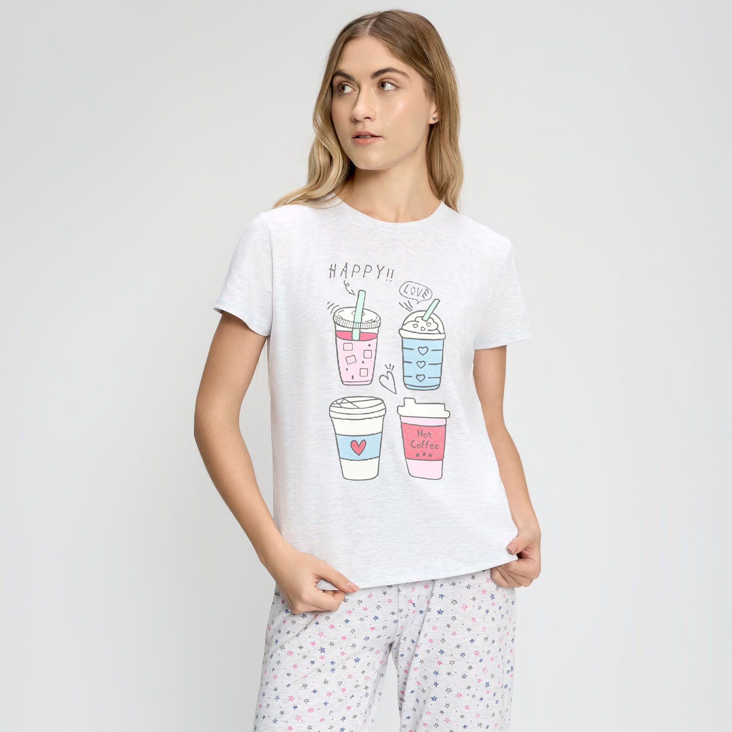Polo Pijama Mujer Print Hypnotic Manga Corta Algodón