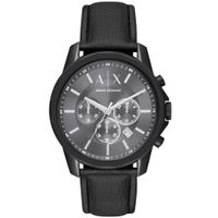 Reloj Armani Exchange Outerbanks AX1724 Fecha Cronómetro Correa de Cuero Negro