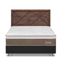 Dormitorio Boreal Queen Gris + Cabecera Florencia Nogal