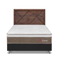 Dormitorio Boreal 2 Plazas Gris + Cabecera Florencia Nogal