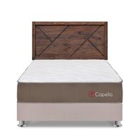 Dormitorio Capella 2 Plazas Beige + Cabecera Florencia Nogal