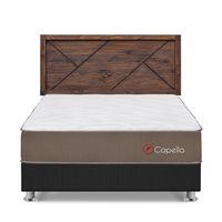 Dormitorio Capella Queen Gris + Cabecera Florencia Nogal