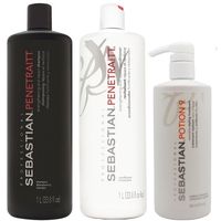 Shampoo 1000ml + Acondicionador + Potion 9 Sebastian Penetraitt
