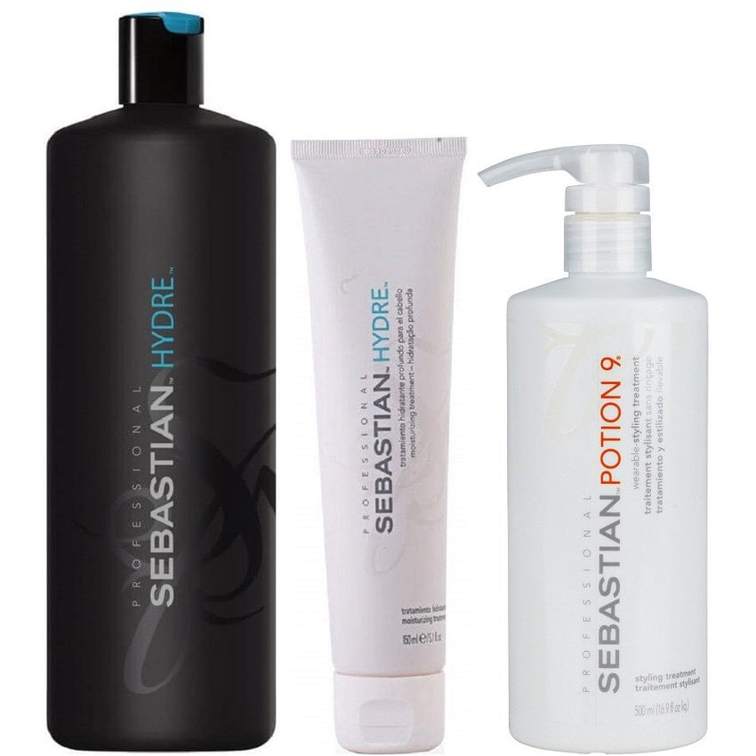 Shampoo Hidratante 1000ml + Mascarilla + Potion9 Sebastian Hydre