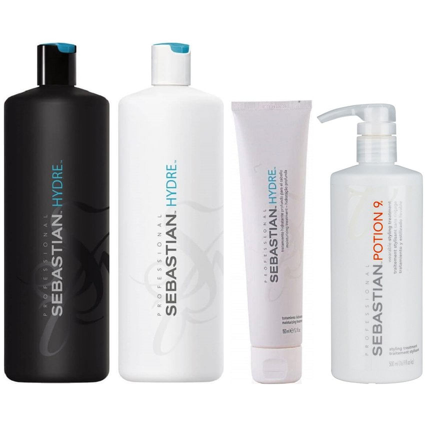 Shampoo 1000ml + Acondicionador + Mascarilla +Potion 9 Sebastian Hydre