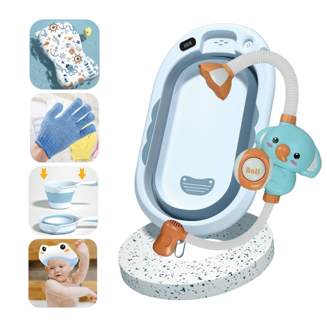 Tina de baño para bebe con regadera splash baby cam azul