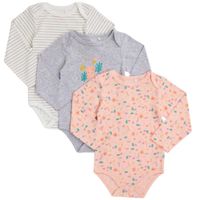 Bodys Pack x 3 Unid Manga Larga Bebé Niña BABY EUREKA