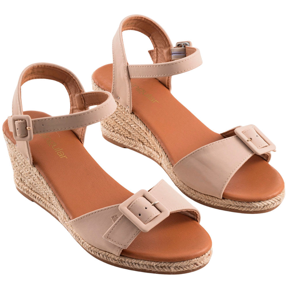 Sandalias con taco cuña hebilla SINGULAR Mujer