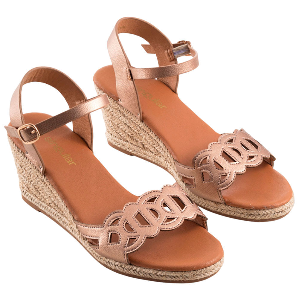 Sandalias con taco cuña calado SINGULAR Mujer
