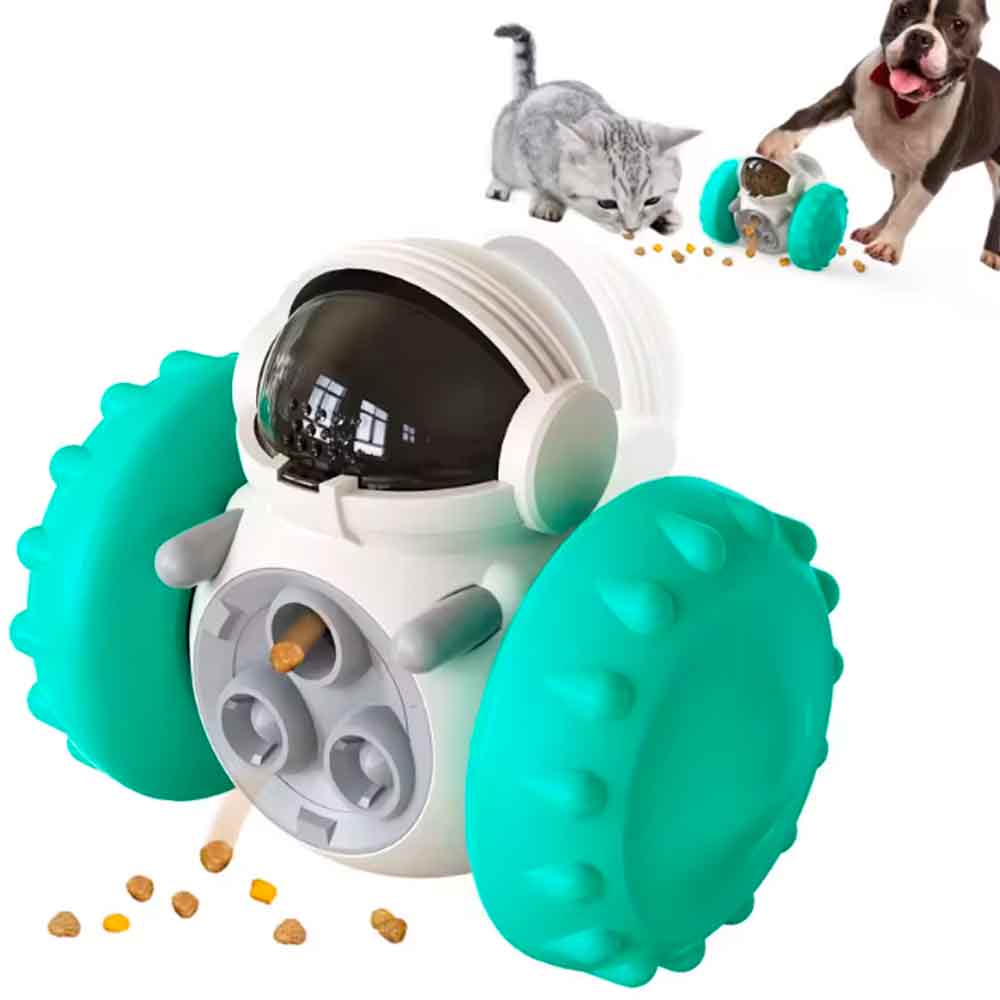 Juguete para Perros Robot Dispensador Balancín con Llantas Turquesa