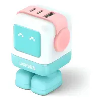 Cargador Ugreen Robot 65w 2 Usb-c / 1 Usb-a Carga Rapida Celeste