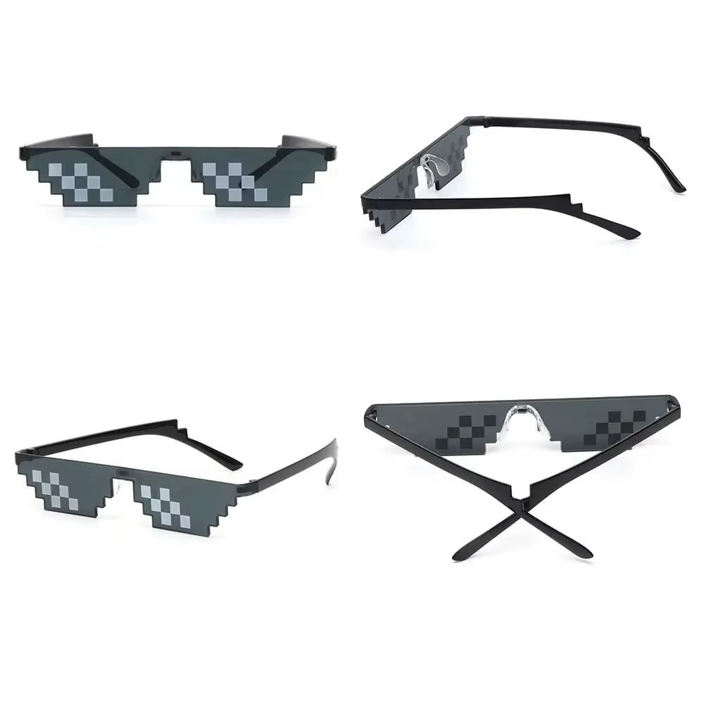 Lentes negros pixelados Thug Life para fiesta tamaño estándar disfraz o para novio despedida de solt