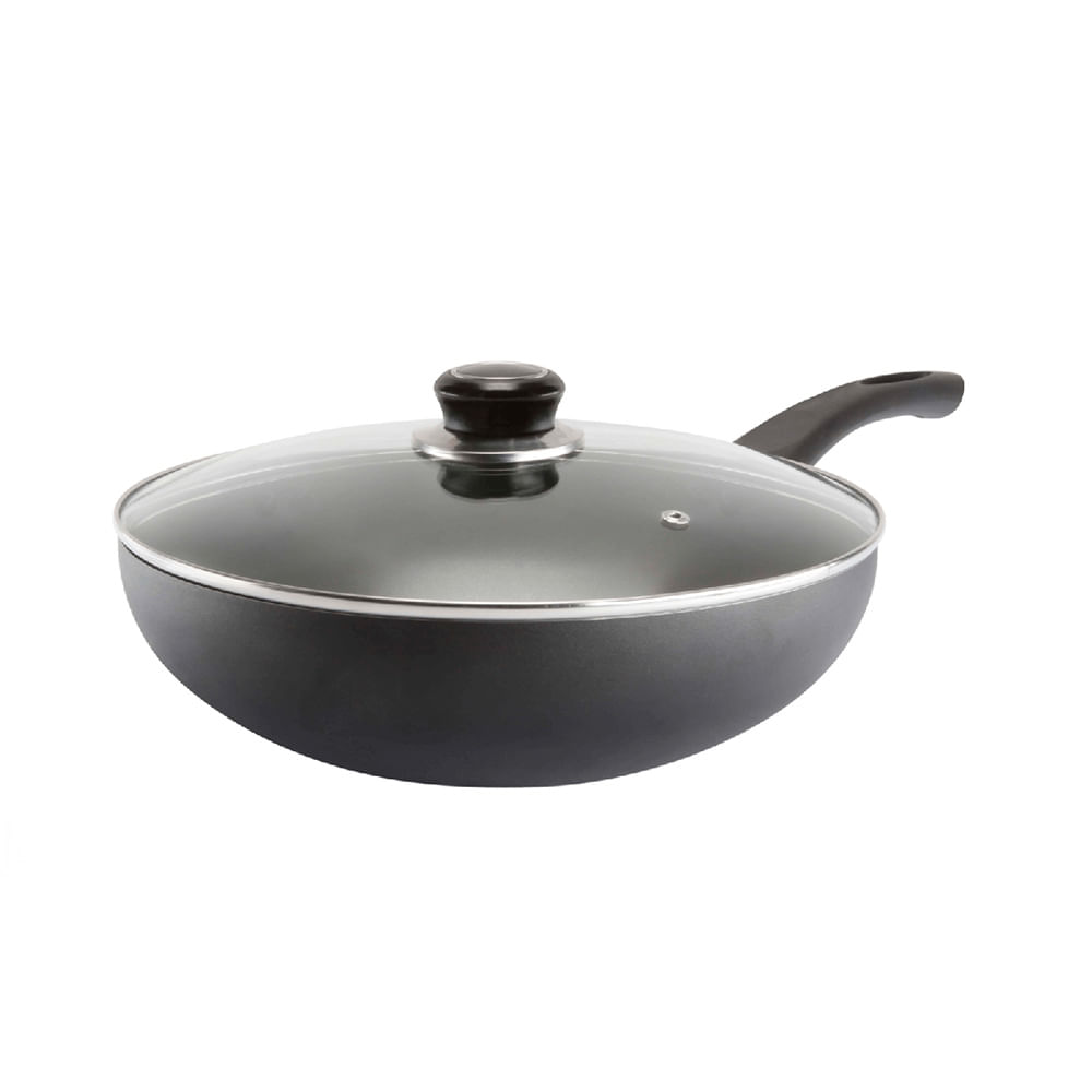 SARTÉN WOK ANTIADHERENTE 28 CM TAPA DE VIDRIO RECORD