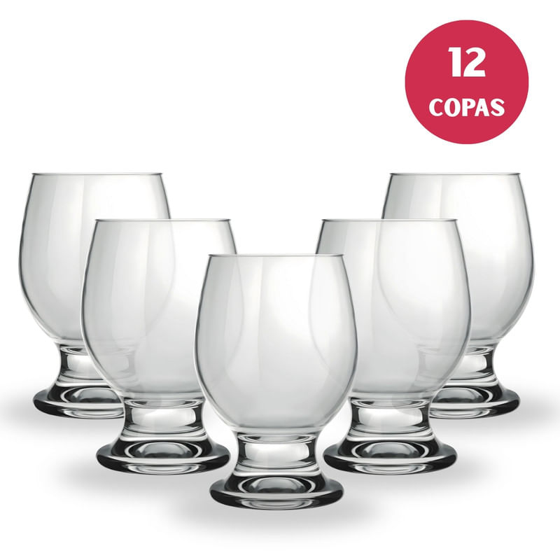 Copa Paulista para Vino 200ml Set X12 Copa Vaso Resistente
