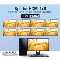 Splitter HDMI 1x8 Metalico 2.0 4K 60Hz 8 pantallas HDCP 2.3 RS232