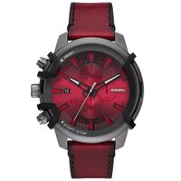 Reloj Diesel Griffed DZ4594 Para Hombre Fecha Cronómetro Acero Inoxidable Correa de Cuero Rojo