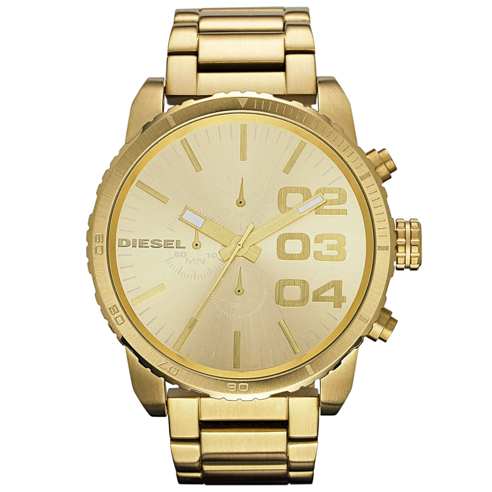 Reloj Diesel Double Down DZ4268 Para Hombre Cronómetro Acero Inoxidable Dorado