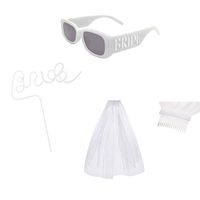 Set playero novia despedida de soltera cañita, lentes y velo blanco