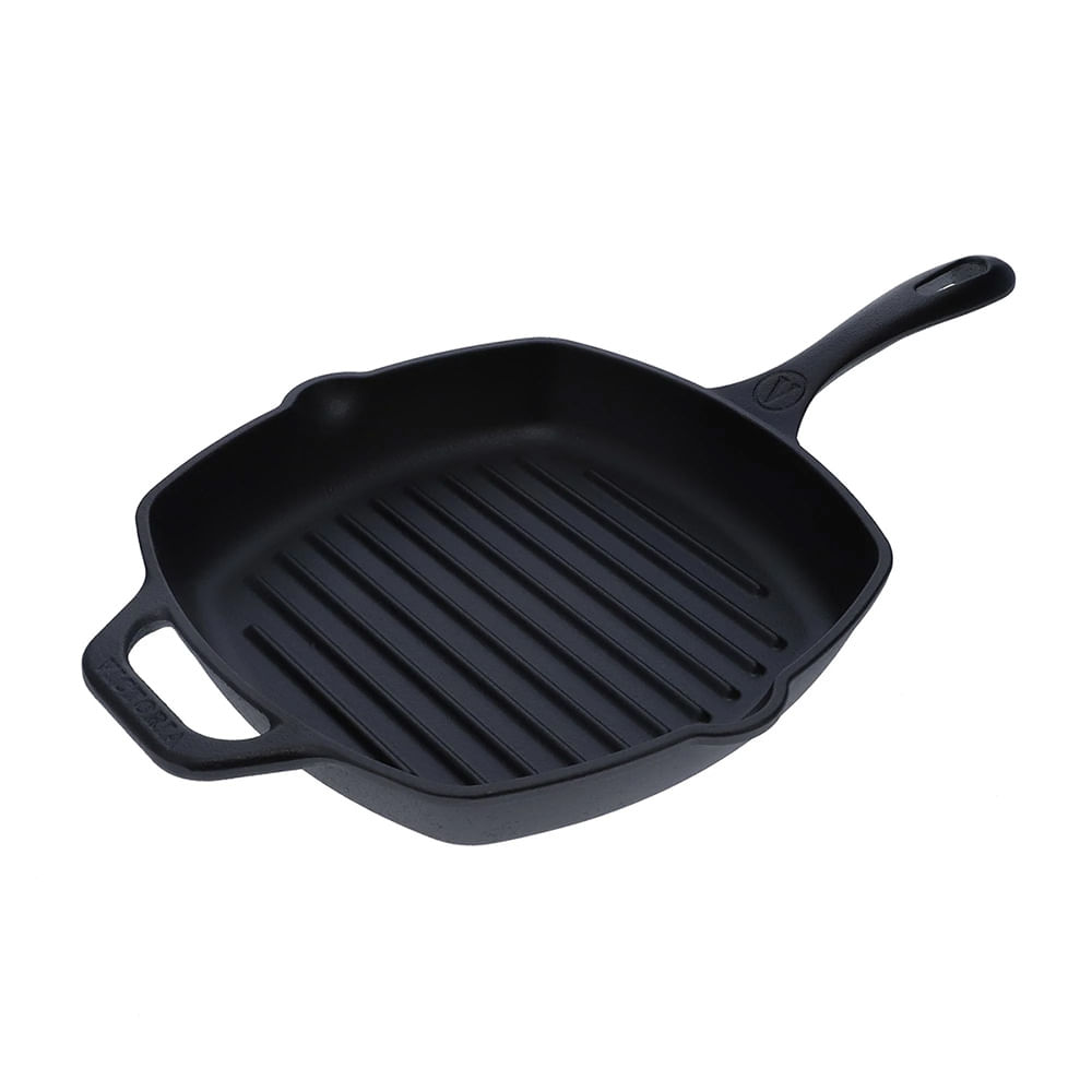 SARTÉN HIERRO FUNDIDO GRILL 26 CM RECTANGULAR 10X10"" PRECURADA VICTORIA