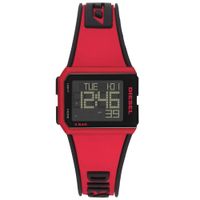 Reloj Diesel Chopped DZ1923 Digital Para Hombre Luz de Fondo Cronómetro Correa de Silicona Rojo Negr