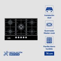 ENCIMERA VIDRIO TEMPLADO A GAS 77CM 5H SOLE – SOLCO058V2 - !OFERTA!