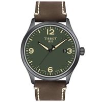 Reloj Tissot Gent XL T1164103609700 Zafiro Suizo Para Hombre Fecha Correa de Cuero Marrón Verde