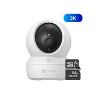 Cámara de seguridad Ezviz Wifi H6C 3K + Micro SD 64GB para interior Gira 360° Boton Llamada