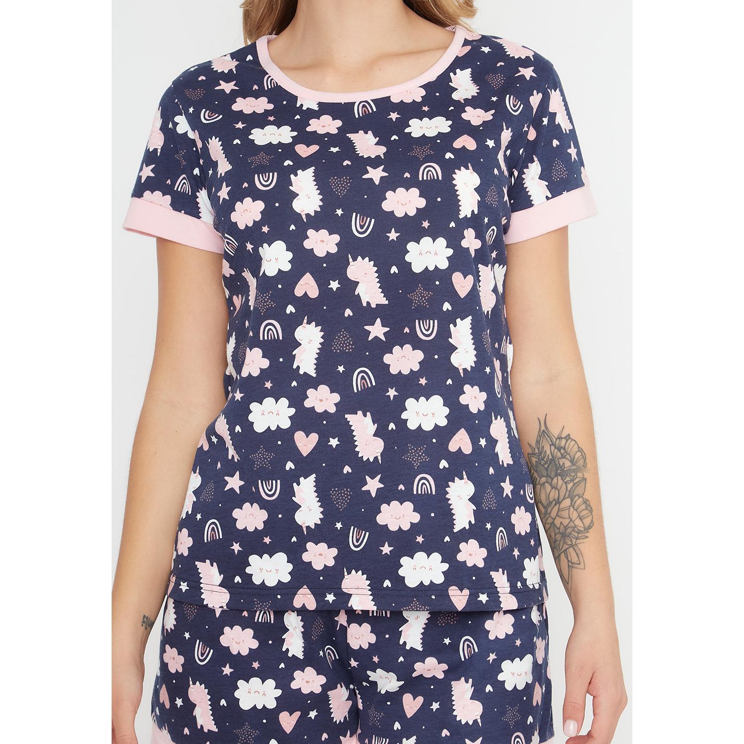 Pijama Short Mujer 70.1099 Kayser Algodón Azul
