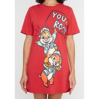 Camisola Pijama Mujer D7173 Kayser Manga Corta Algodón Rojo