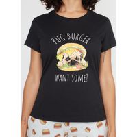 Pijama Short Mujer 70.1084 Kayser Algodón Negro