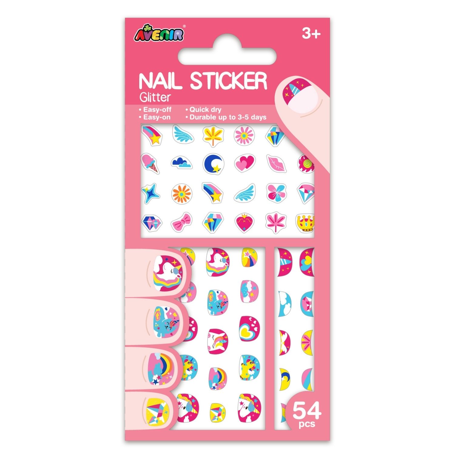 Stickers Temporales Para Uñas Avenir Unicornio 38 Piezas