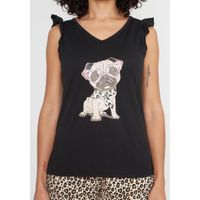 Pijama Short Mujer 70.1082 Kayser Algodón Negro