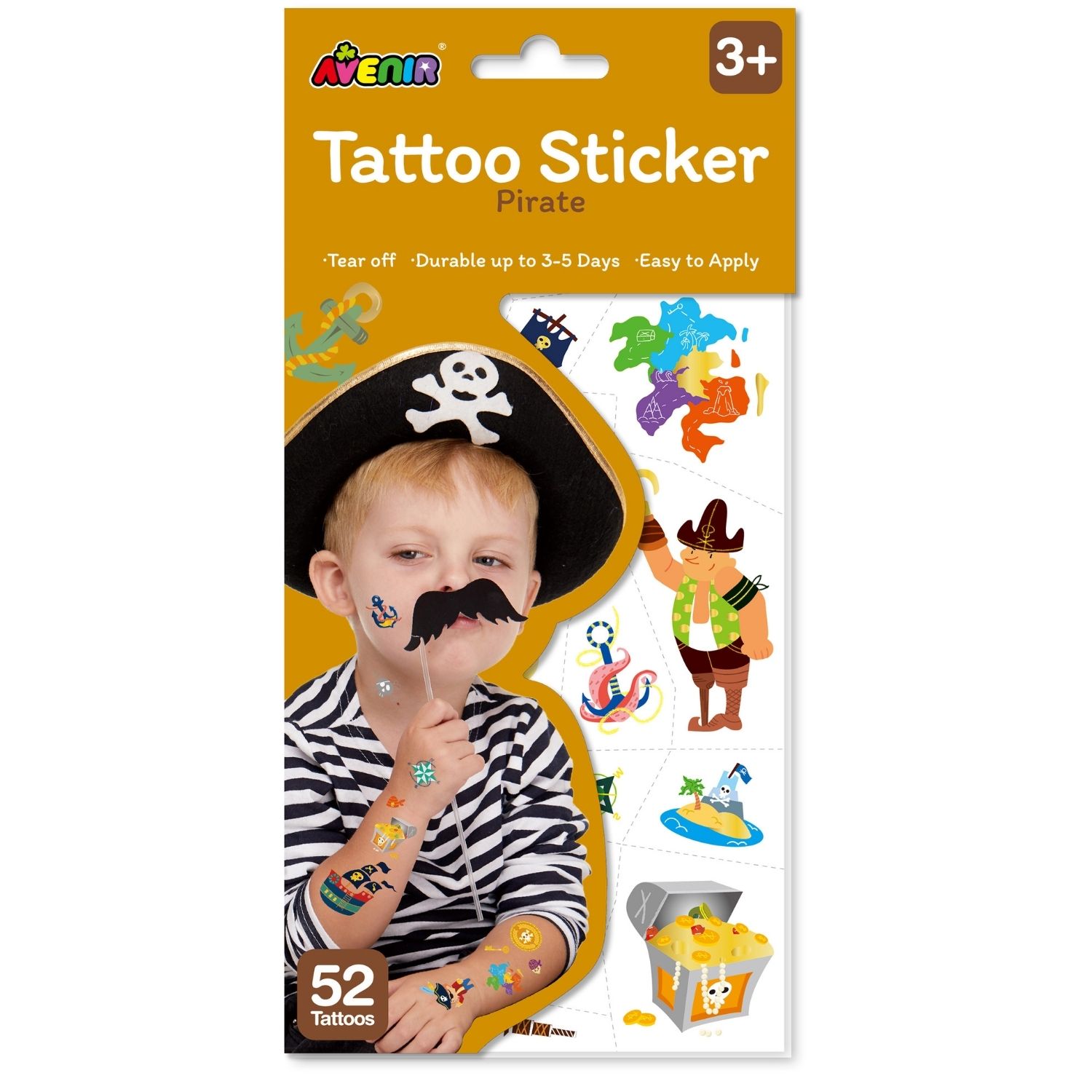 Tatuajes Temporales Avenir Piratas 52 Piezas