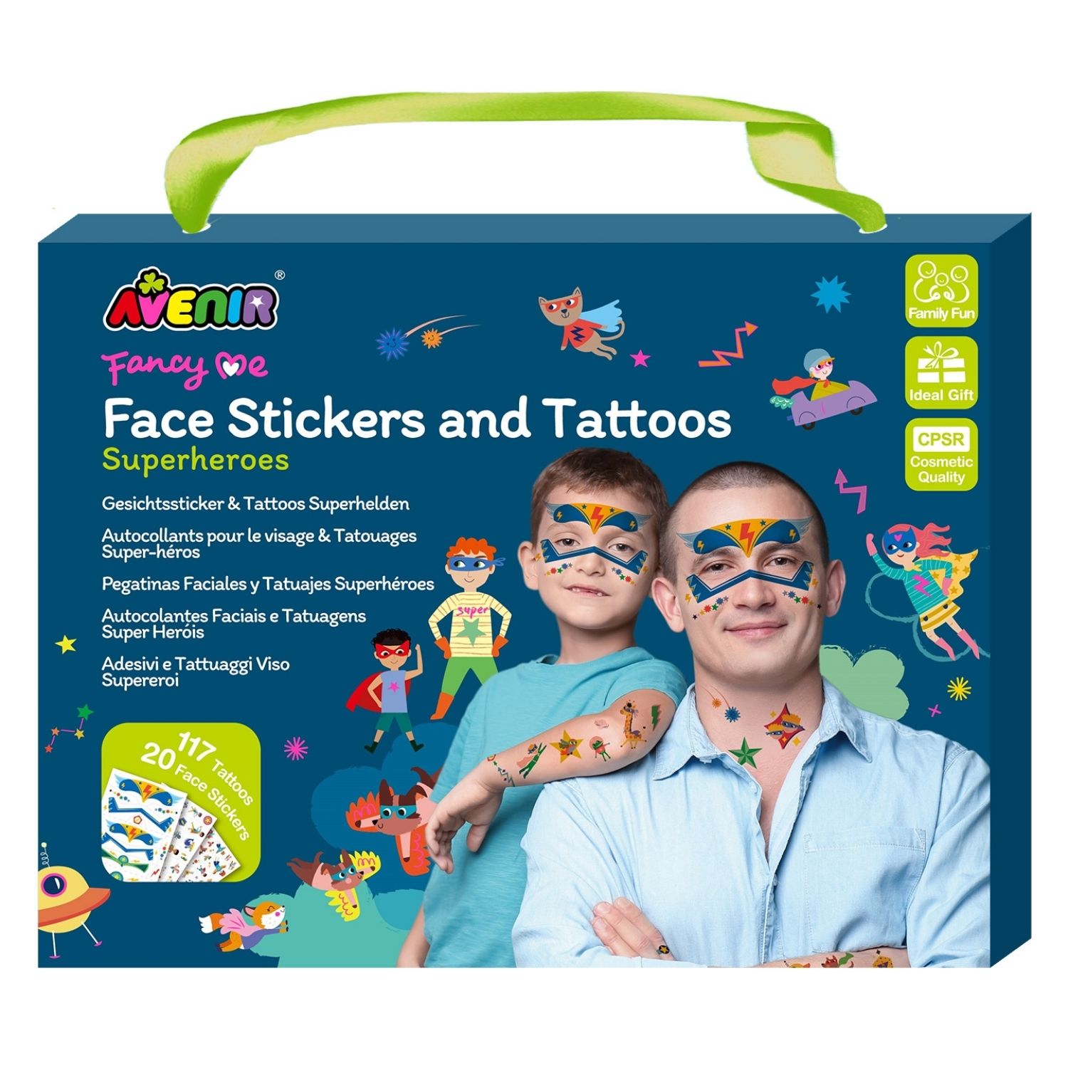 Set De Stickers Faciales Y Tatuajes Temporales Avenir Superhéroes 137 Piezas