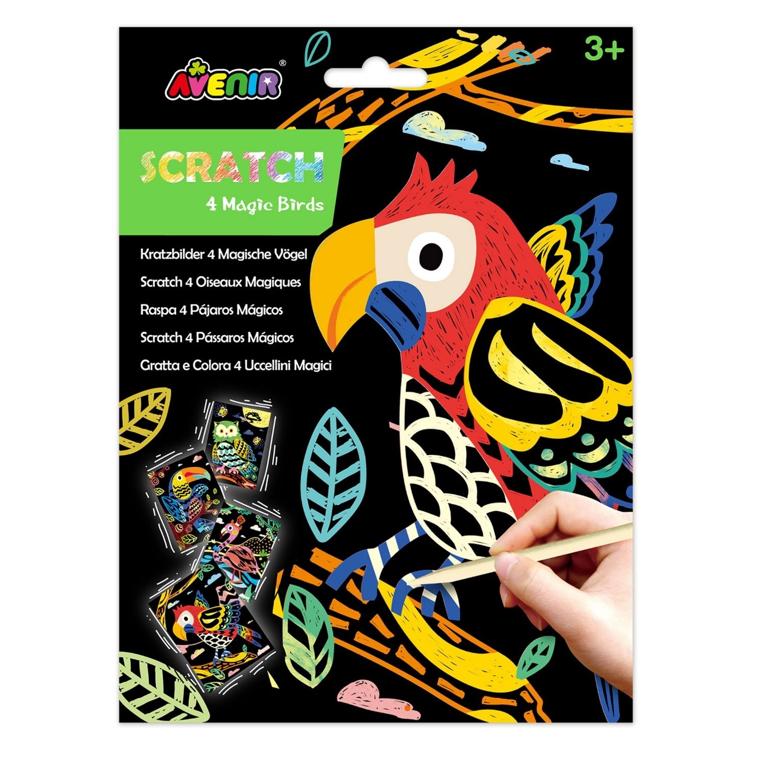 Hojas Para Raspar Avenir Scratch Art Aves Mágicas 04 Piezas