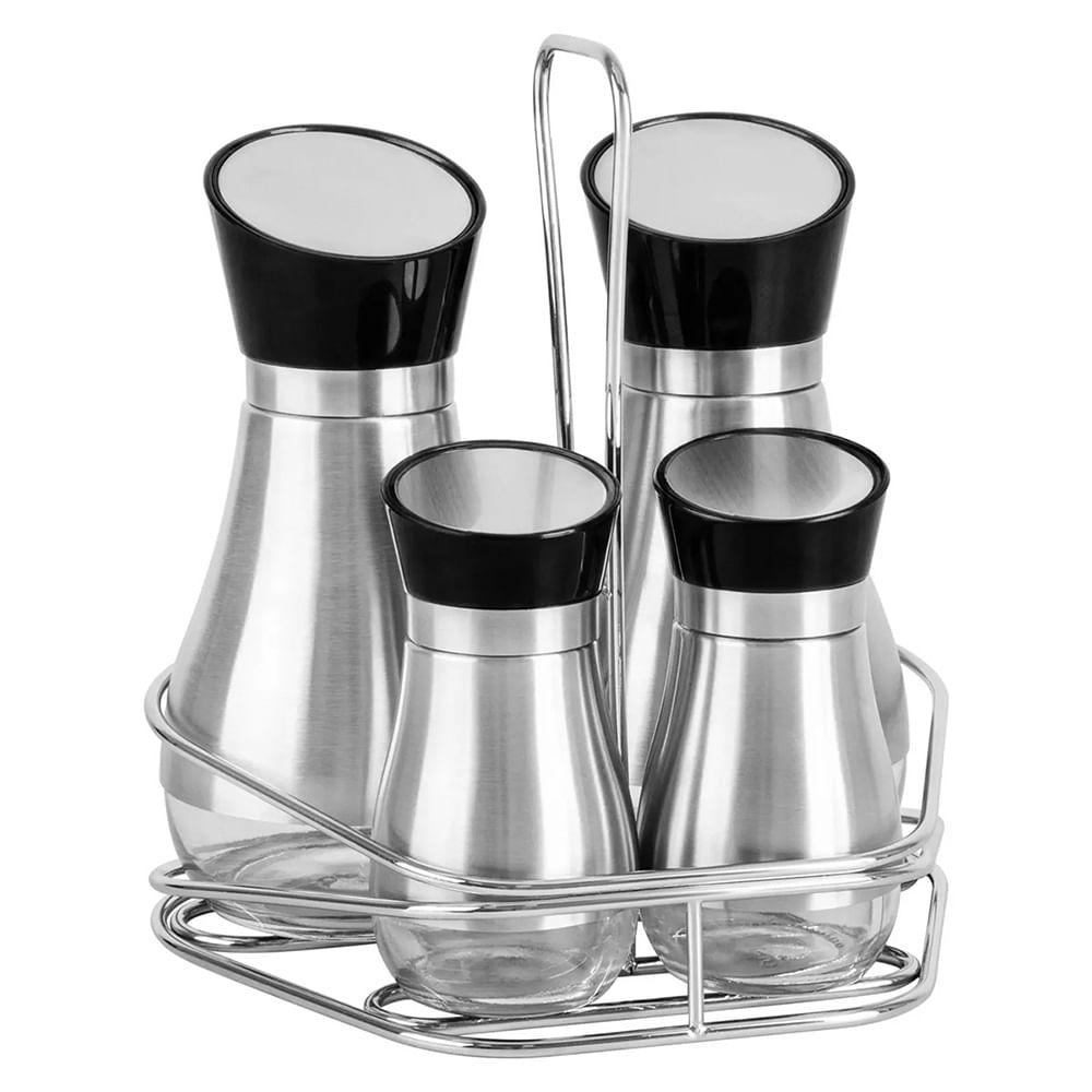 JUEGO DE DISPENSADORES SALSEROS(ACEITE, VINAGRE, SAL, PIMIENTA) 4 PZAS