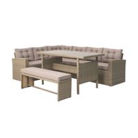 Set de Terraza Tobago Sofa Esquinero + Banca + Mesa Orange