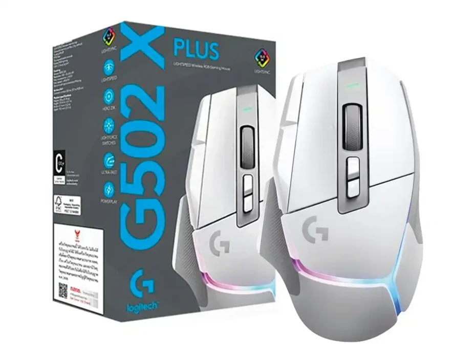 Mouse Logitech G502 X Plus Blanco RGB Wireless LIGHTFORCE