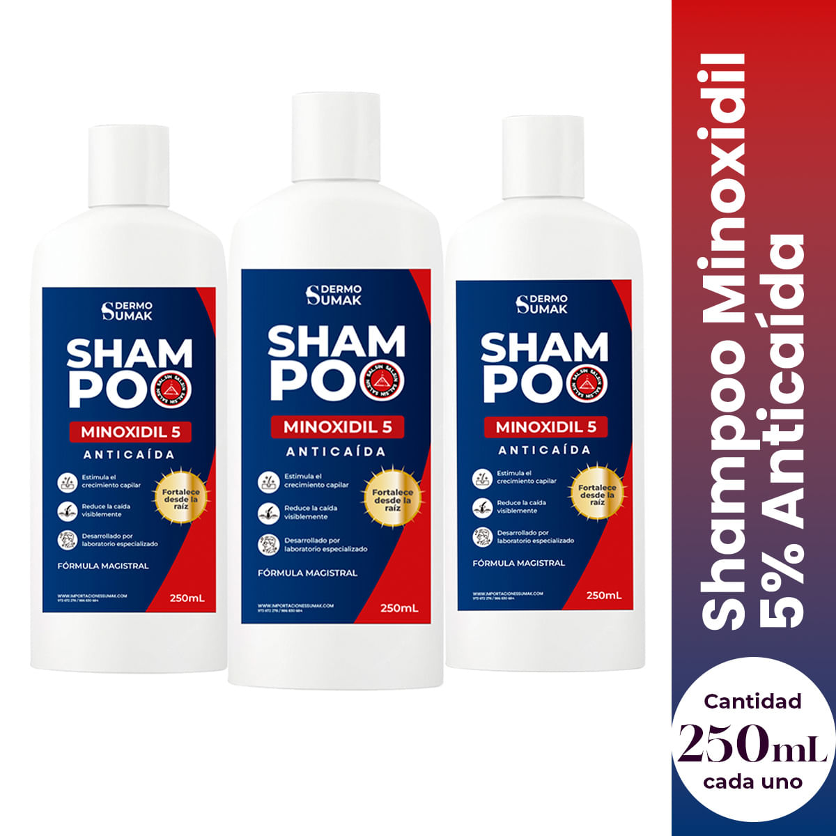 MINOXIDIL 5% SHAMPOO 250ML - DERMO SUMAK 3 UND