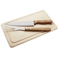 Set Parrillero Asado BBQ Tramontina 3 piezas Tabla tabla +Cuchillo +Trinche 22399/036