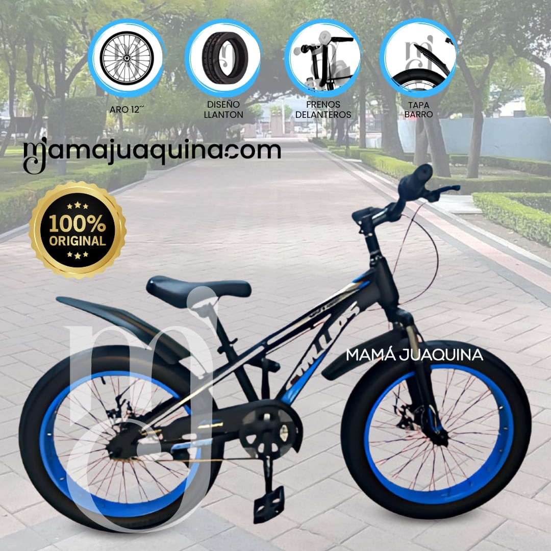 Bicicleta Deportiva Aro 12 «PHILLIPS» Llantas Anchas Celeste