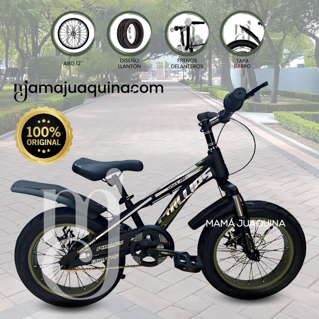 Bicicleta Deportiva Aro 12 «PHILLIPS» Llantas Anchas Negro
