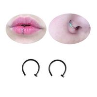 Set x 2 Piercings argollas 8mm negras para nariz o labio nostril septum labret