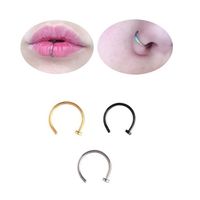 Set x 3 Piercings argollas 8mm dorado, plateado y negro para nariz o labio nostril septum labret