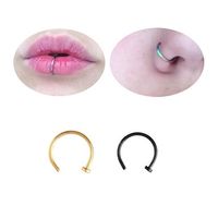 Set x 2 Piercings argollas 8mm negro y dorado para nariz o labio nostril septum labret