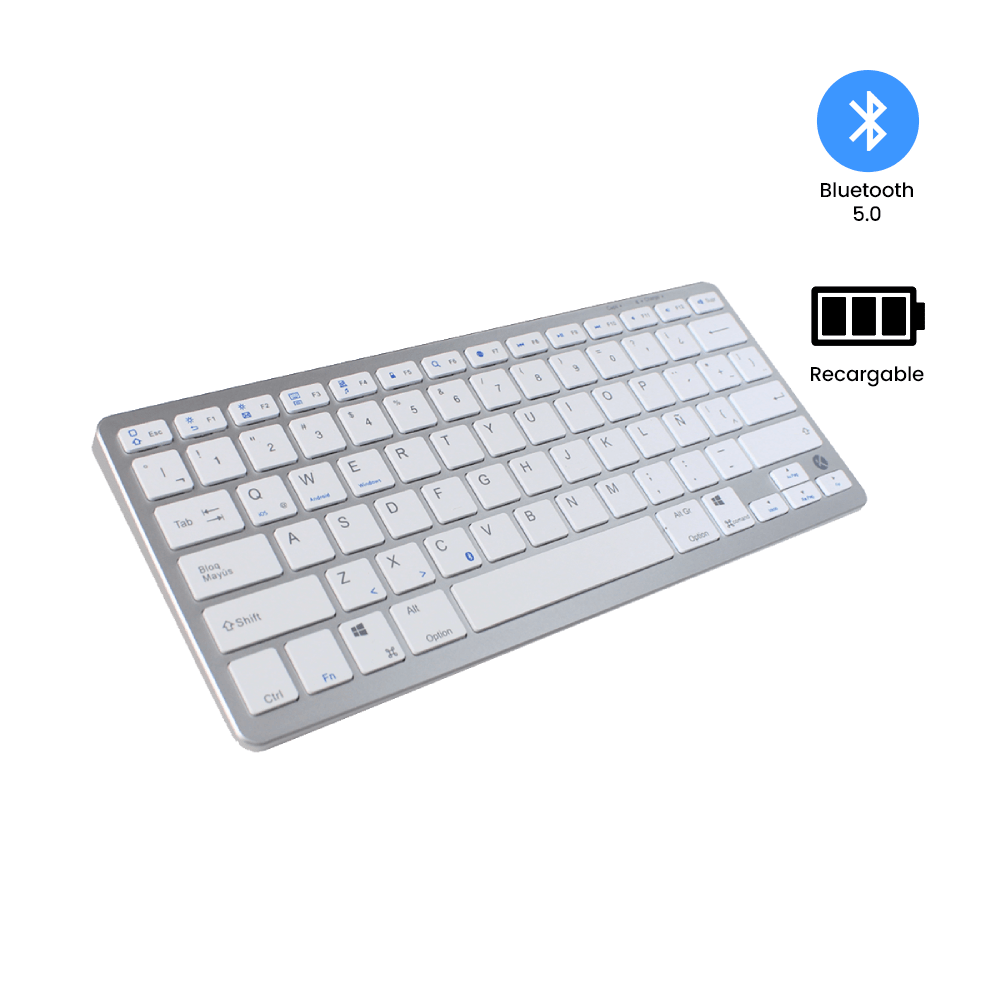 Teclado Inalámbrico Bluetooth Recargable BK3003 Blanco