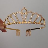 Corona tiara mediana diadema dorado cumpleaños quinceañero novia fiesta princesa Sky