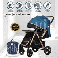 Coche Cuna «TURQUIA PREMIUM» con Mochila Pañalera Azul